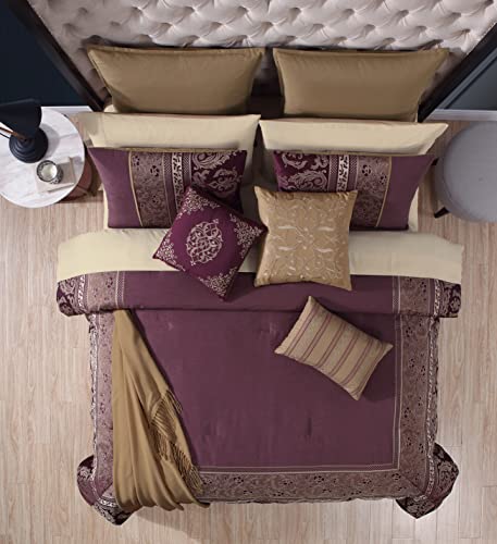 Riverbrook Home 100% Polyester Comforter Set, Queen, Hillcrest - Ivory/Gold, 9 Piece Set