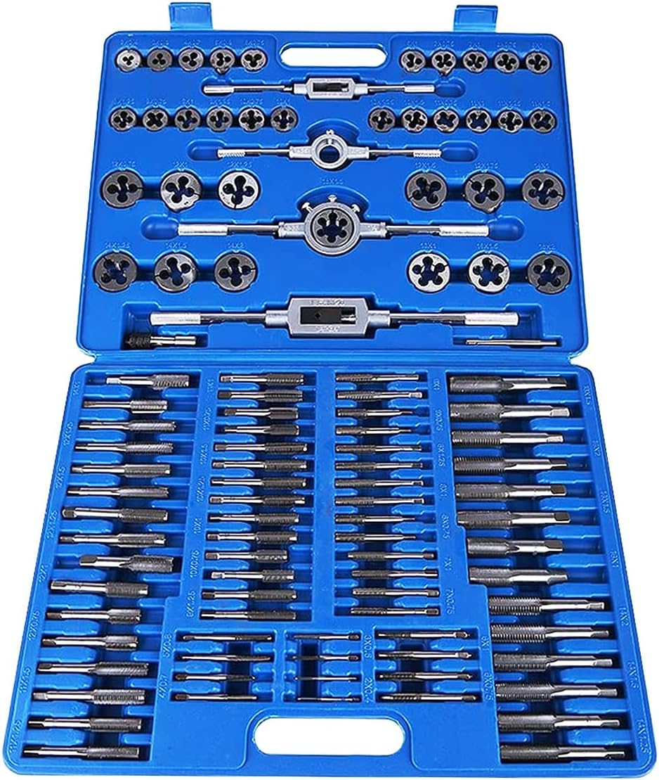 EilxMag 110PCS Hardened Alloy Steel Metric Tap and Die Rethreading Tool Set - Cutting External & Internal Threads with Storage Case (Pakage)