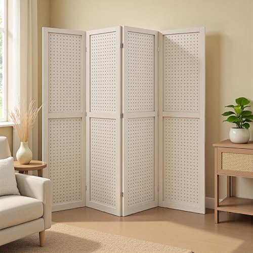 Osparple Room Divider with Shelves 6 Panel Wooden Folding Room Dividers Privacy Screen Wall Divider for Room Separation for Office and Apartment