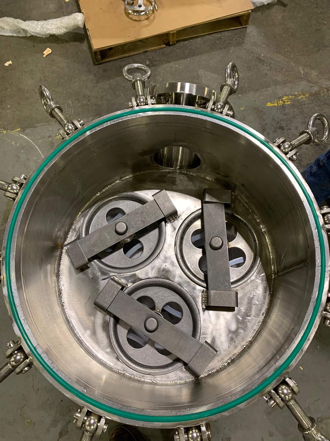 Multi Bag Filter Housing, 3 Bag Housing uses #2 size filter bags, 304 Stainless Steel, 150 PSI Pressure