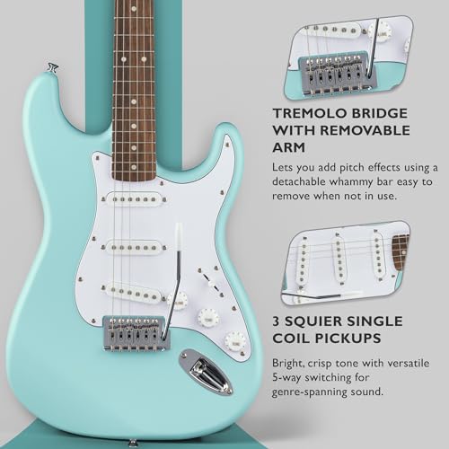 Fender Squier Stratocaster - Torino Red Bundle with Amplifier, Gig Bag, Strap, Instrument Cable, Picks, and Austin Bazaar Instructional DVD