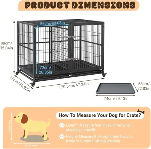 Heavy Duty Dog Crate for Large Medium Small Dogs
