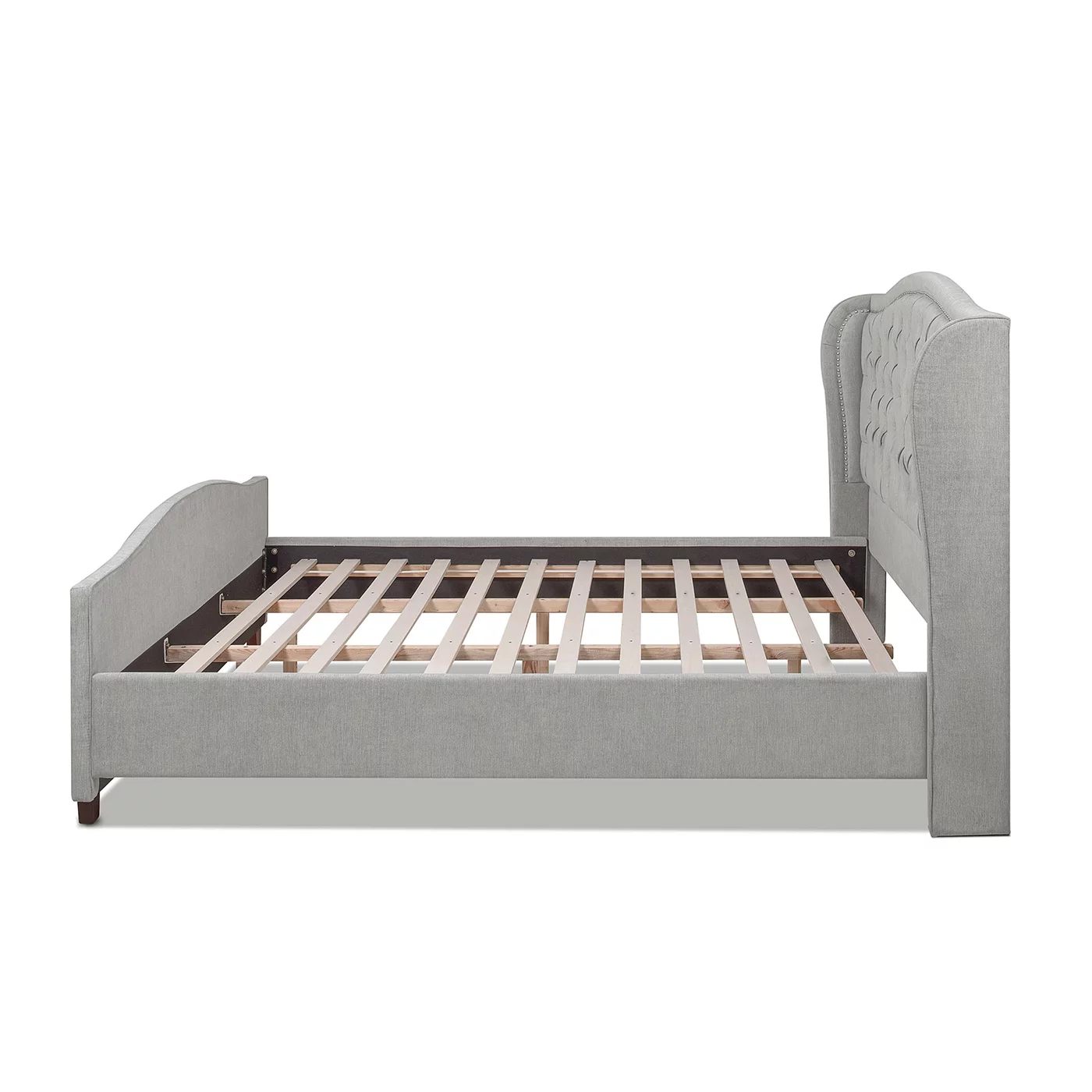 Jennifer Taylor Home Fontana Wingback Upholstered Platform Bed Frame, King, Silver Grey Polyester