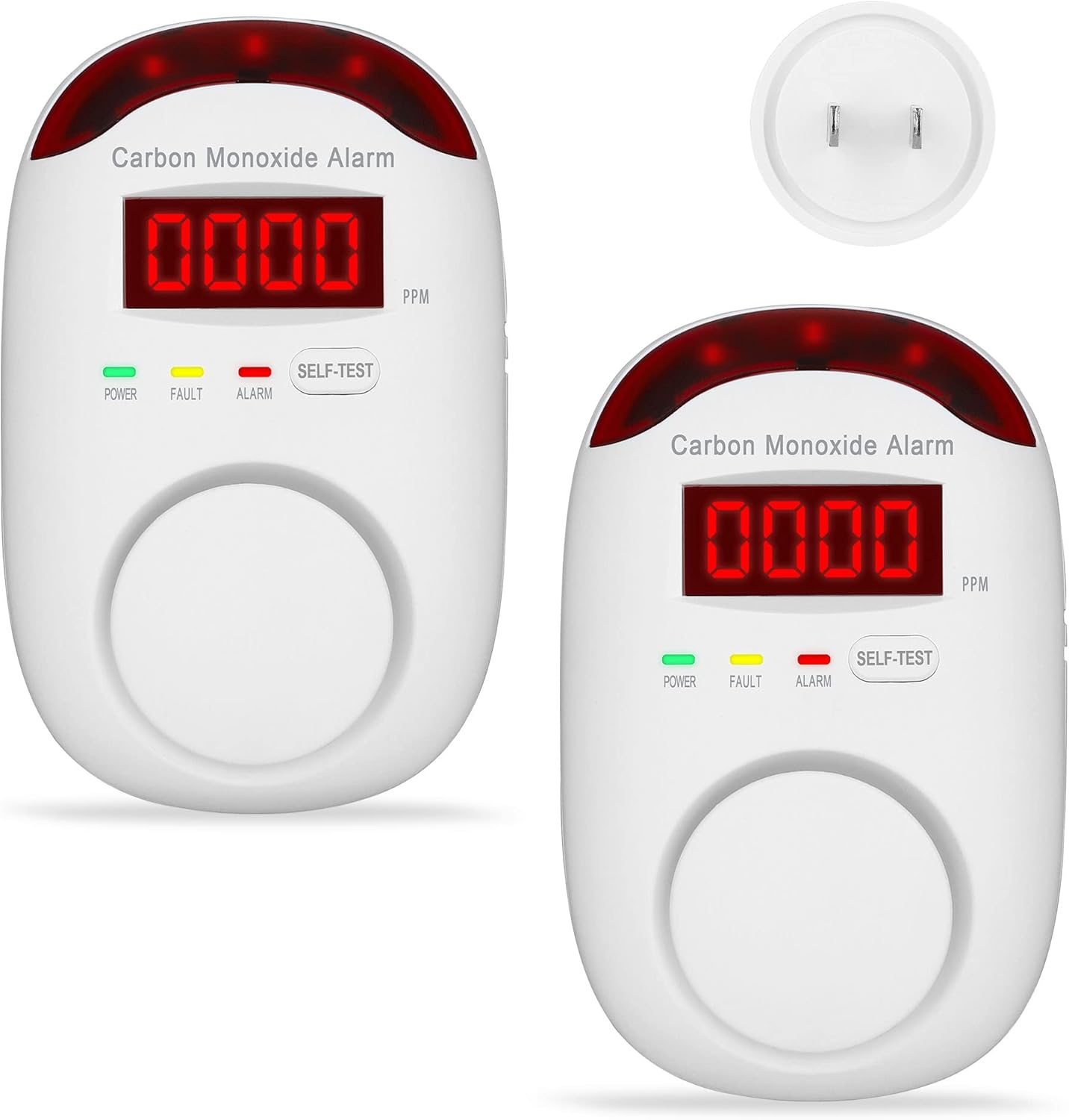 Plug-in Carbon Monoxide Detectors,Koabbit CO Level Monitoring Alarm with Light & Digital Display for Home/Kitchen/Bedroom,Accurate & Easy to Install