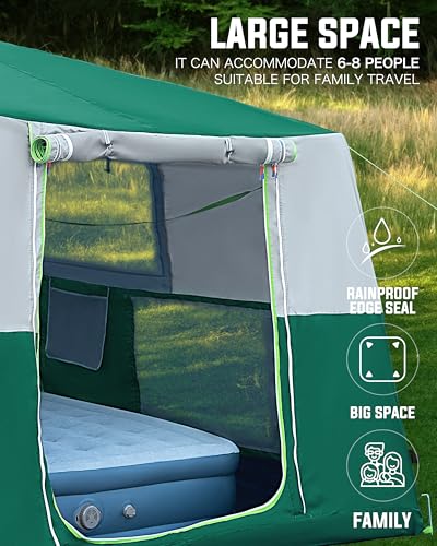 14.1'x6.5'x9' Inflatable Tents for Camping, Portable 6/8/10 Person Blow Up Air Tent
