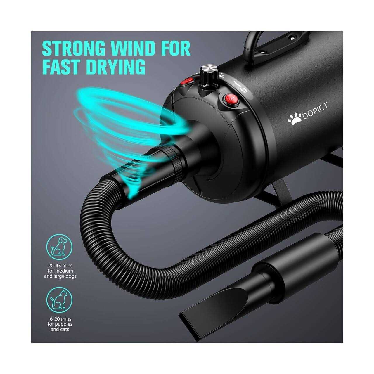 Pet Dryer, 5.2HP/3800W Pet Grooming Dryer with Adjustable Speed and Temperature Control Dog Blow Dryer