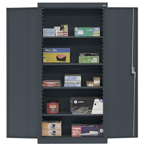 Sandusky Lee EA4R362472-02 Welded Steel Elite Storage Cabinet with Adjustable Shelves, 24" Length x 36" Width x 72" Height, Charcoal