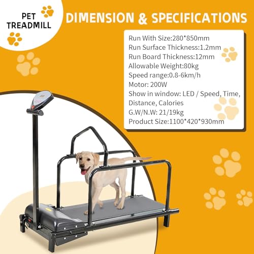 Dog Treadmill,Dog Pacer Treadmill for Large/Medium Dogs,Slatmill for Dogs,Pet Treadmill for Dogs Indoor & Outdoor,Training for Dogs,Up to 176lb