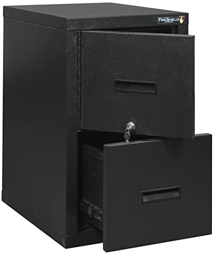 FireKing® FireShield 22"D Vertical 1-Drawer File Cabinet And Safe, Metal, Black Stone