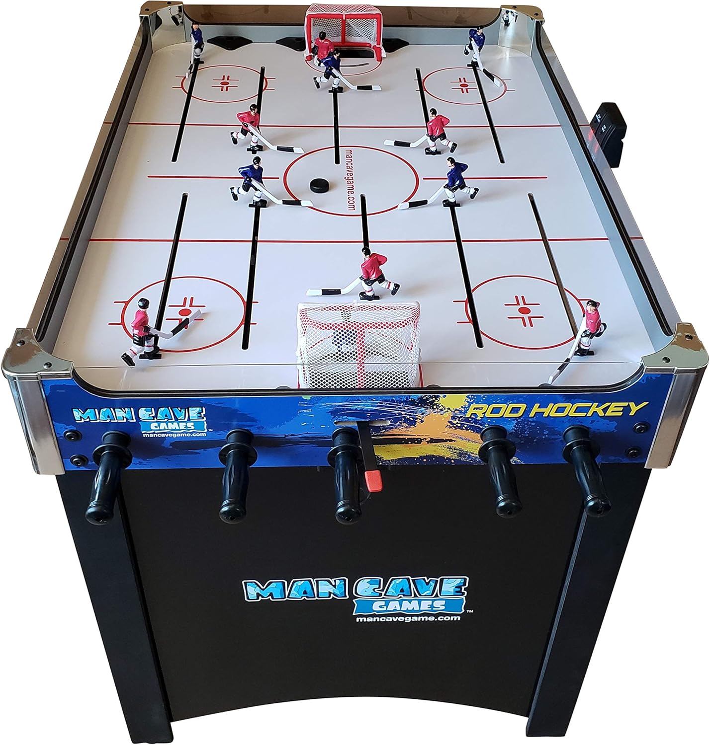 Mancave 40 Deluxe Rod Hockey Game Table. Head-to-Head Table Hockey Action with Electronic Scoring. Great Size