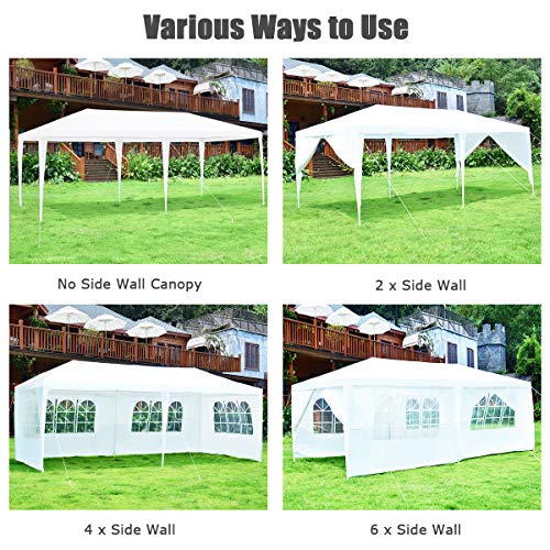 ORALNER 10'x20' Outdoor Canopy Tent, White Wedding Party Tent with 6 Removable Sidewalls & Carrying Bag, Heavy Duty Camping Gazebo Pavilion for Patio