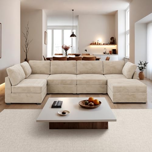 ovios 130.7" Modular Sectional Sofa Couch, U-Shaped Cloud Couches with 2 Ottomans Chaise