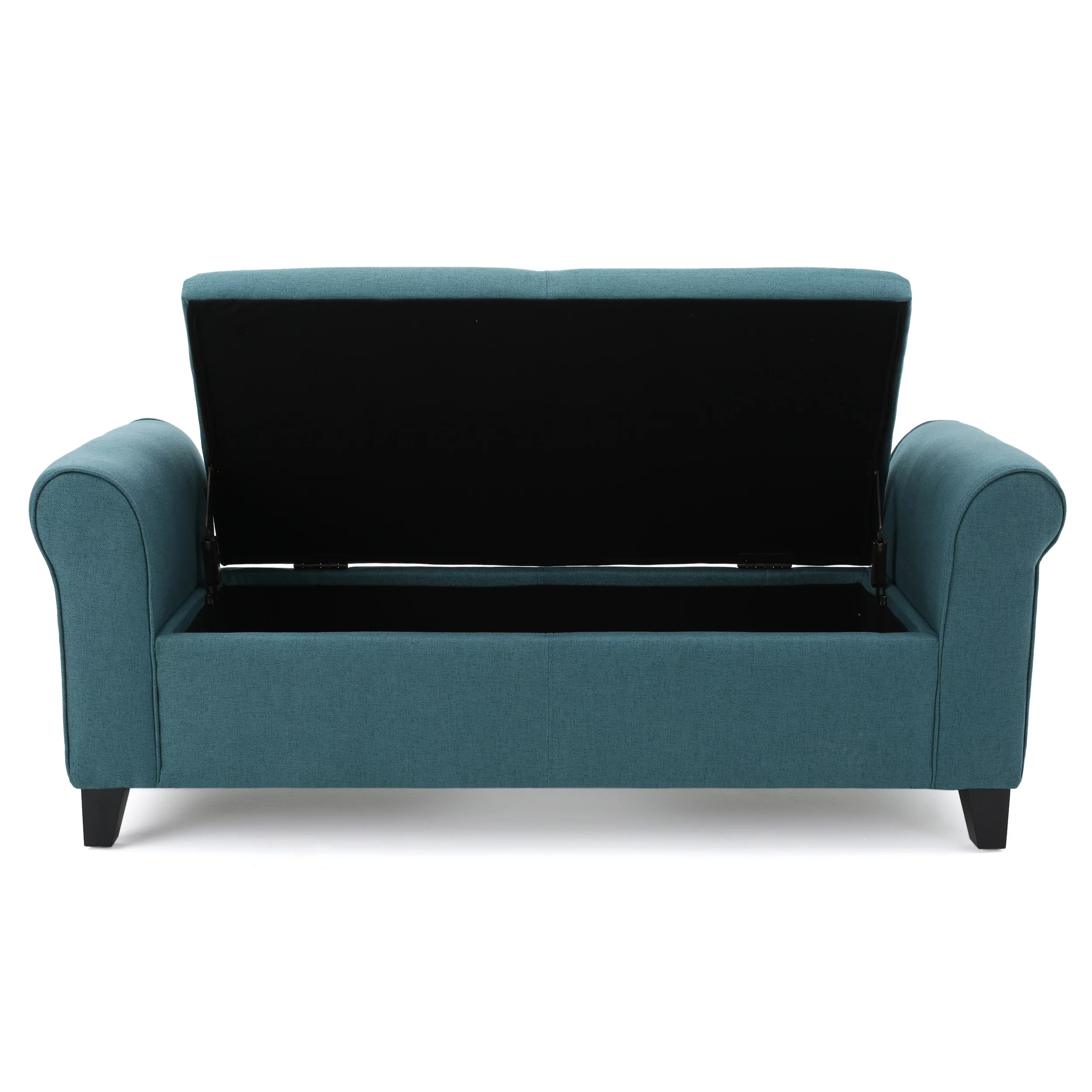 Noble House Haynes Upholstered Storage Ottoman, Dark Teal