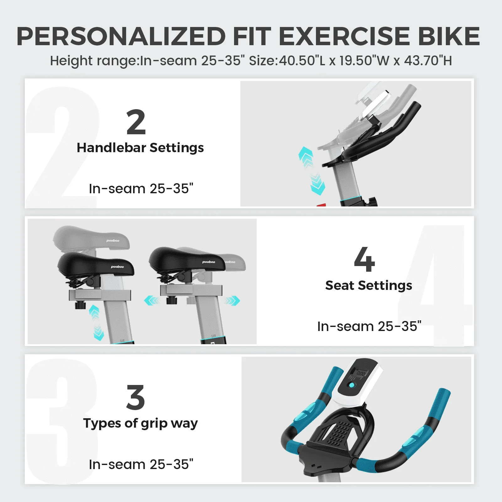 Pooboo Indoor Cycling Bike Exercise Bikes Stationary Magnetic Resistance for Home Cardio Workout Machine 350lb Flywheel 35lbs