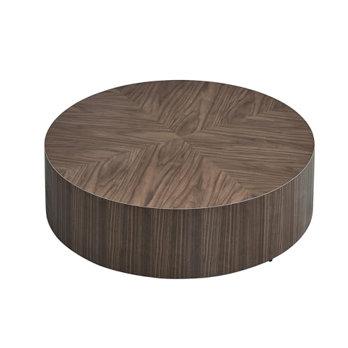 JUSTONE 15.75 ''Round Coffee Table, Accent End Table for Living Room Office Apartment, Modern Minimalist Side Table with Faux Marble Pattern