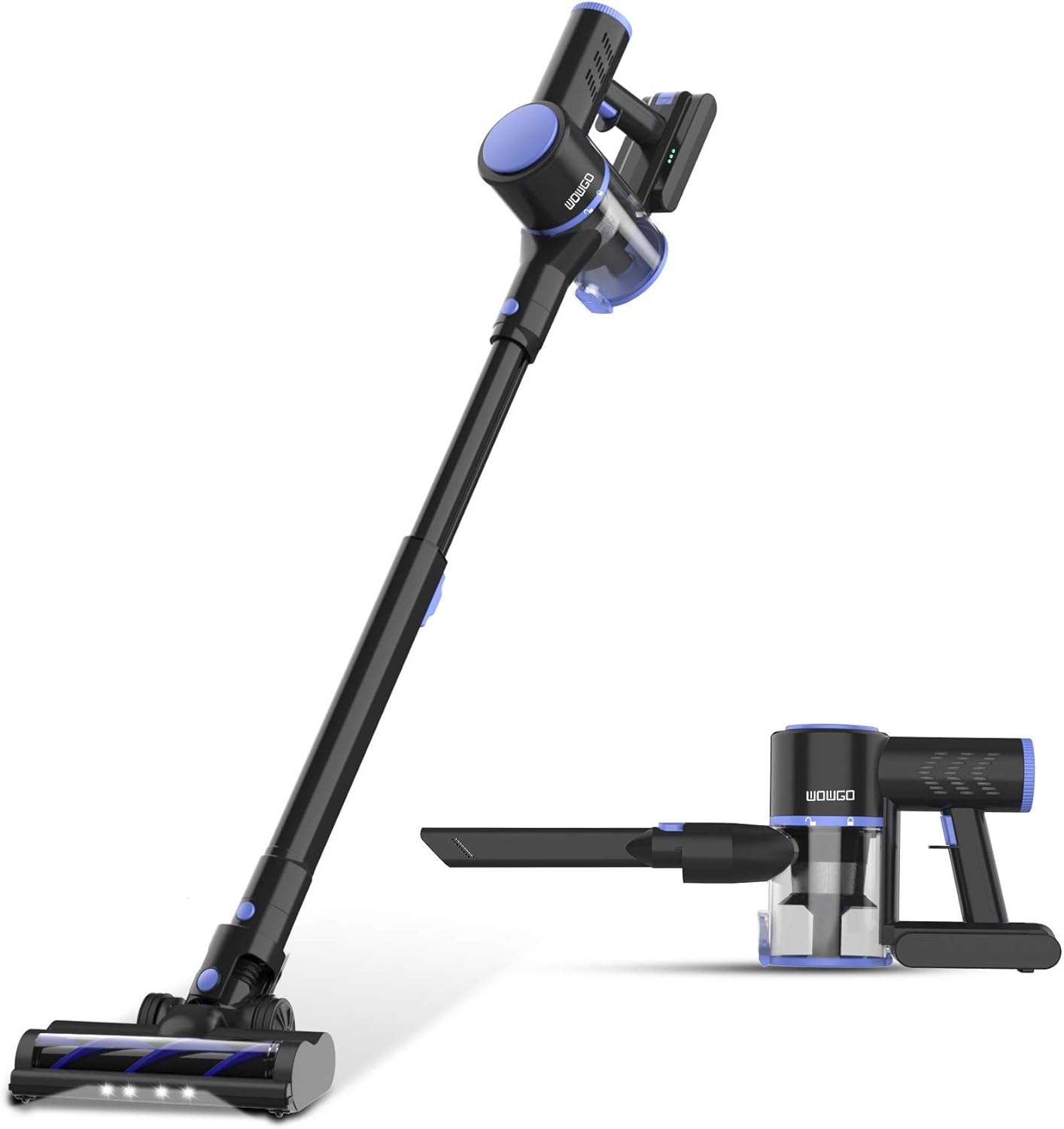 Wowgo Cordless Vacuum Cleaner, 160W Powerful Suction Stick Vacuum with 40min Max Long Runtime Detachable Battery