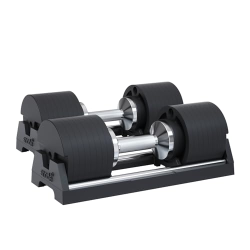 SNODE AD80 Drop Proof 80 lbs Adjustable Dumbbell Set -Adjustable Weights with Cast Iron Plates and Cradle, Knurled Handle, Fast Adjust