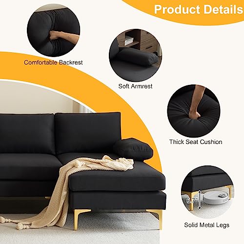 Karl home Convertible Sectional Sofa 110" U-Shape Sofa Couch 4-Seat Couch with Chaise ChenilleFabric Upholstered for Living Room, Apartment, Office