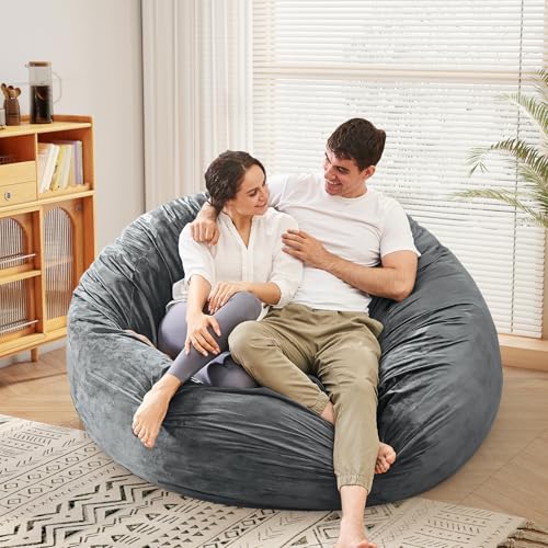 Bean Bag Chairs for Adults - Giant Bean Bag Chair Convertible Bean Bag Bed - Beanbag Chair with Micro Fiber Cover/Furniture Foam Filler