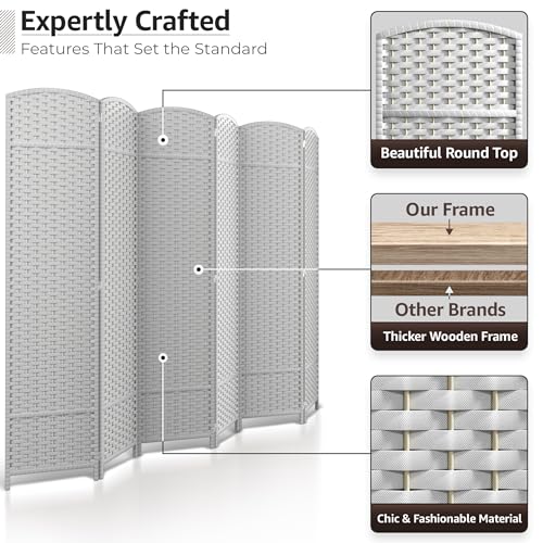 Sorbus 8-Panel Black Room Divider with Double Hinged Panels, 6 ft Tall Folding Privacy Screen