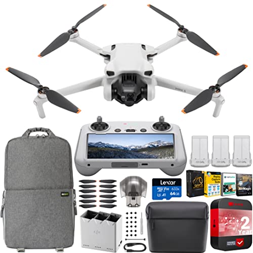 DJI Mini 3 Camera Drone Quadcopter + RC-N1 Controller (No Screen) + Fly More Kit, 4K Video, 38min Flight Time, True Vertical Shooting