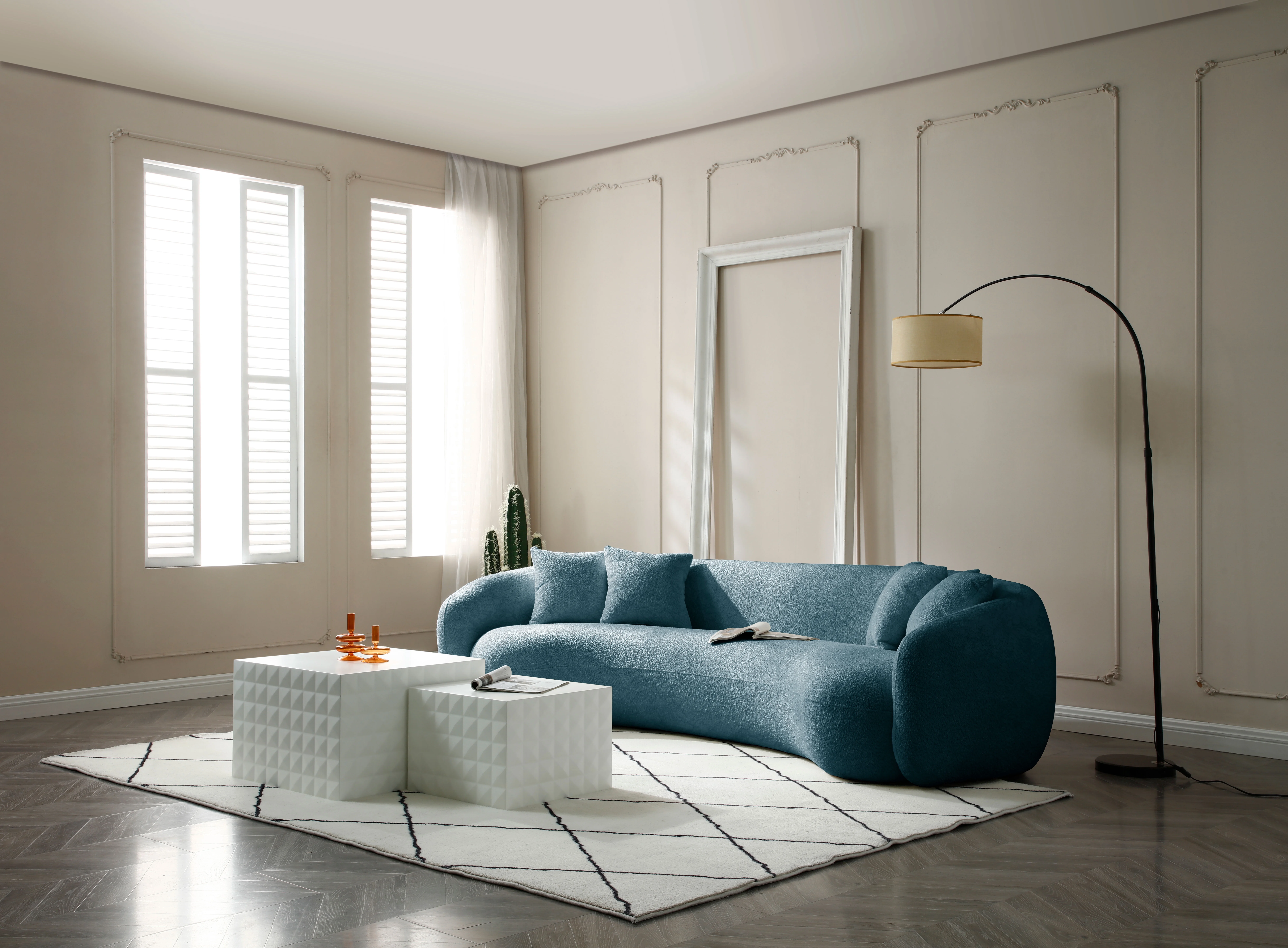 kevinplus 101'' Boucle Curved Sofa Couch for Living Room
