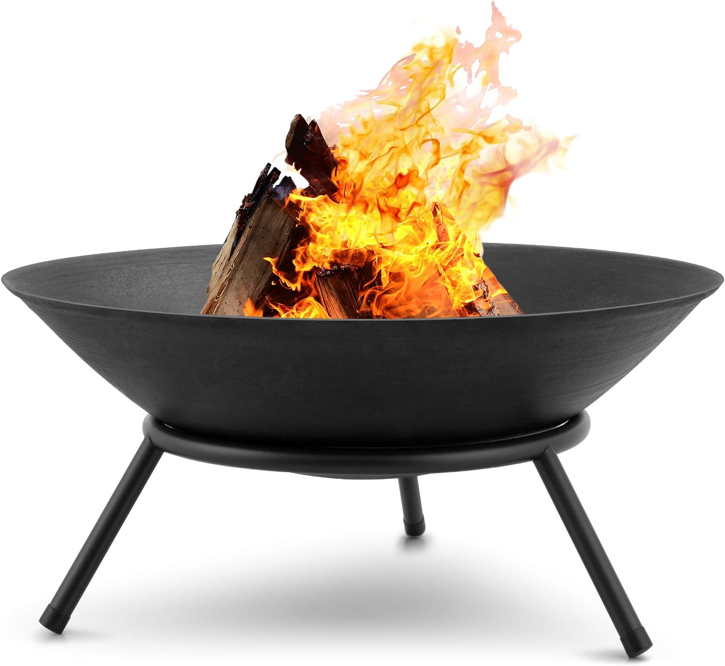 AMAGABELI GARDEN & HOME Fire Pit Outdoor Wood Burning Portable Folding 22in Firepit Firebowl Fireplace Poker Spark Screen Retardant Mesh Lid Deep