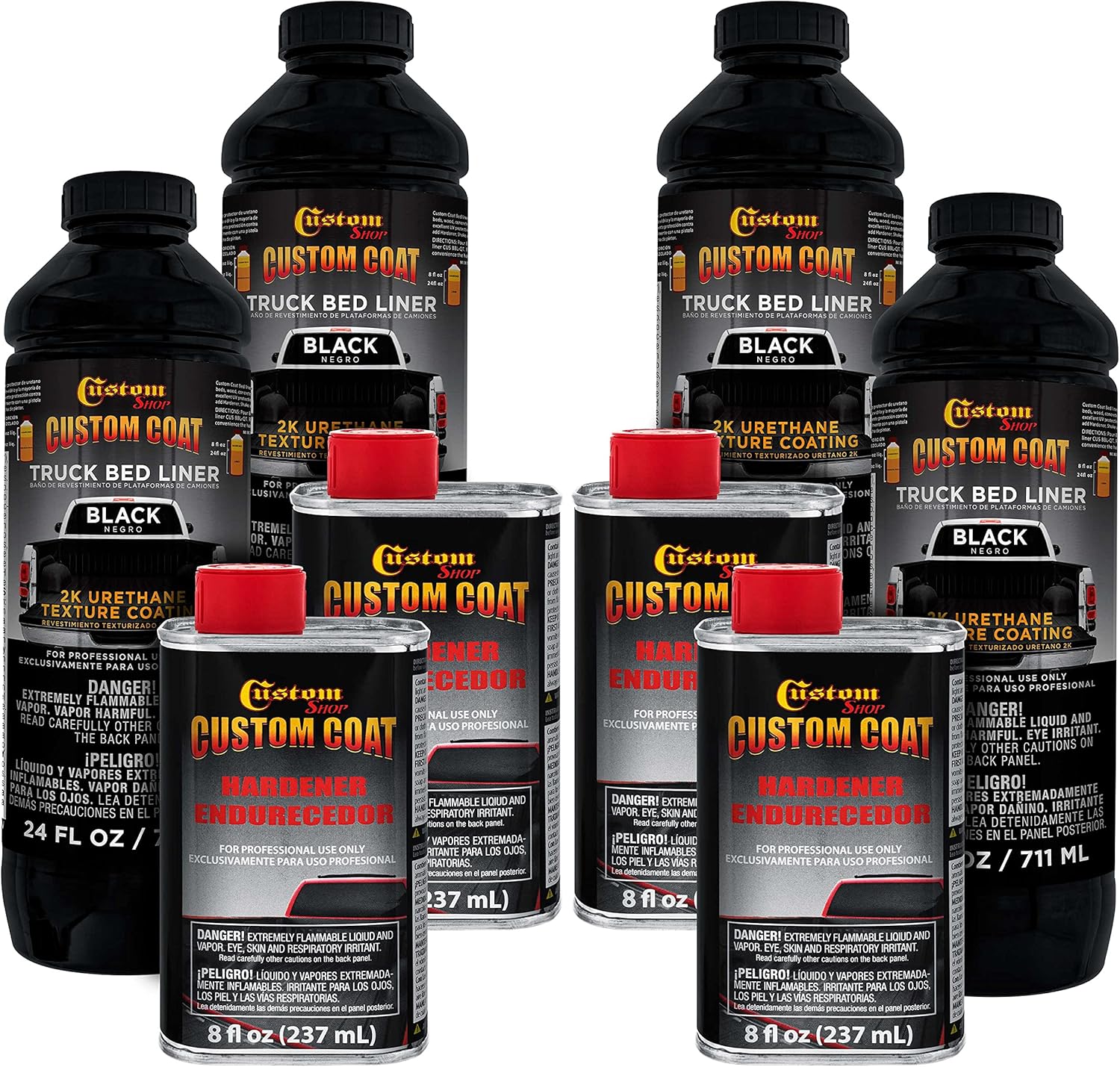 Custom Coat Black 1 Gallon Urethane Spray-On Truck Bed Liner Kit - Easy 3 to 1 Mix Ratio, Just Mix, Shake and Shoot