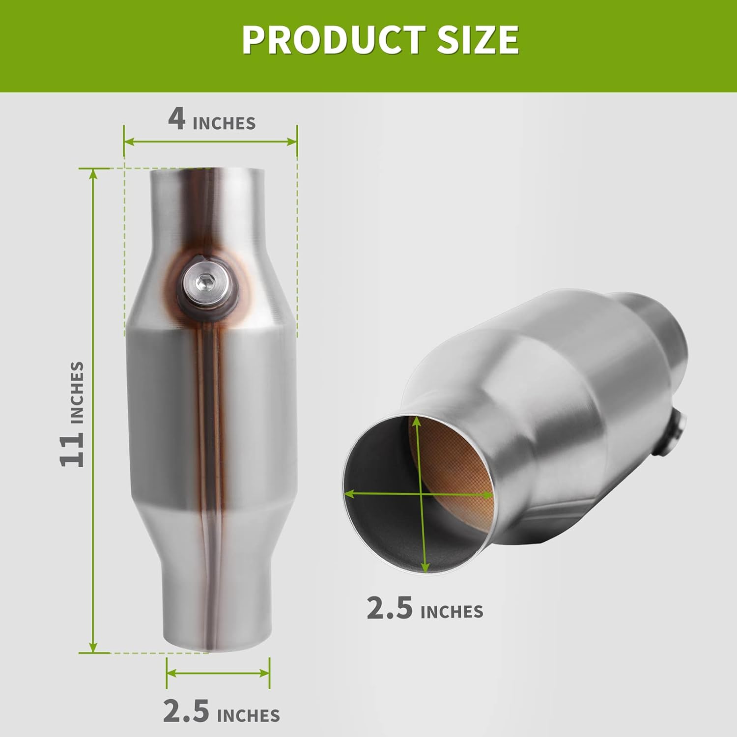 AUTOSAVER88 ATCC0011 [2 Pack] 2.5" Inlet/Outlet Universal Catalytic Converters with O2 Port (EPA Compliant)