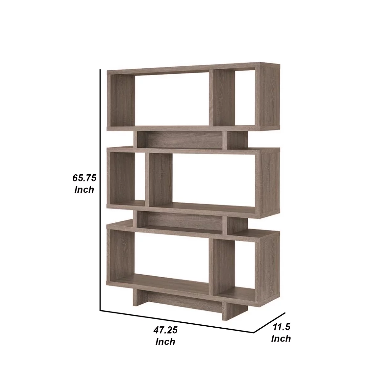 Reid 3-tier Geometric Bookcase Weathered Grey