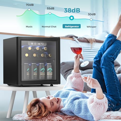EUHOMY 48 Can Beverage Refrigerator cooler-Mini Fridge Glass Door for Beer Drinks Wines