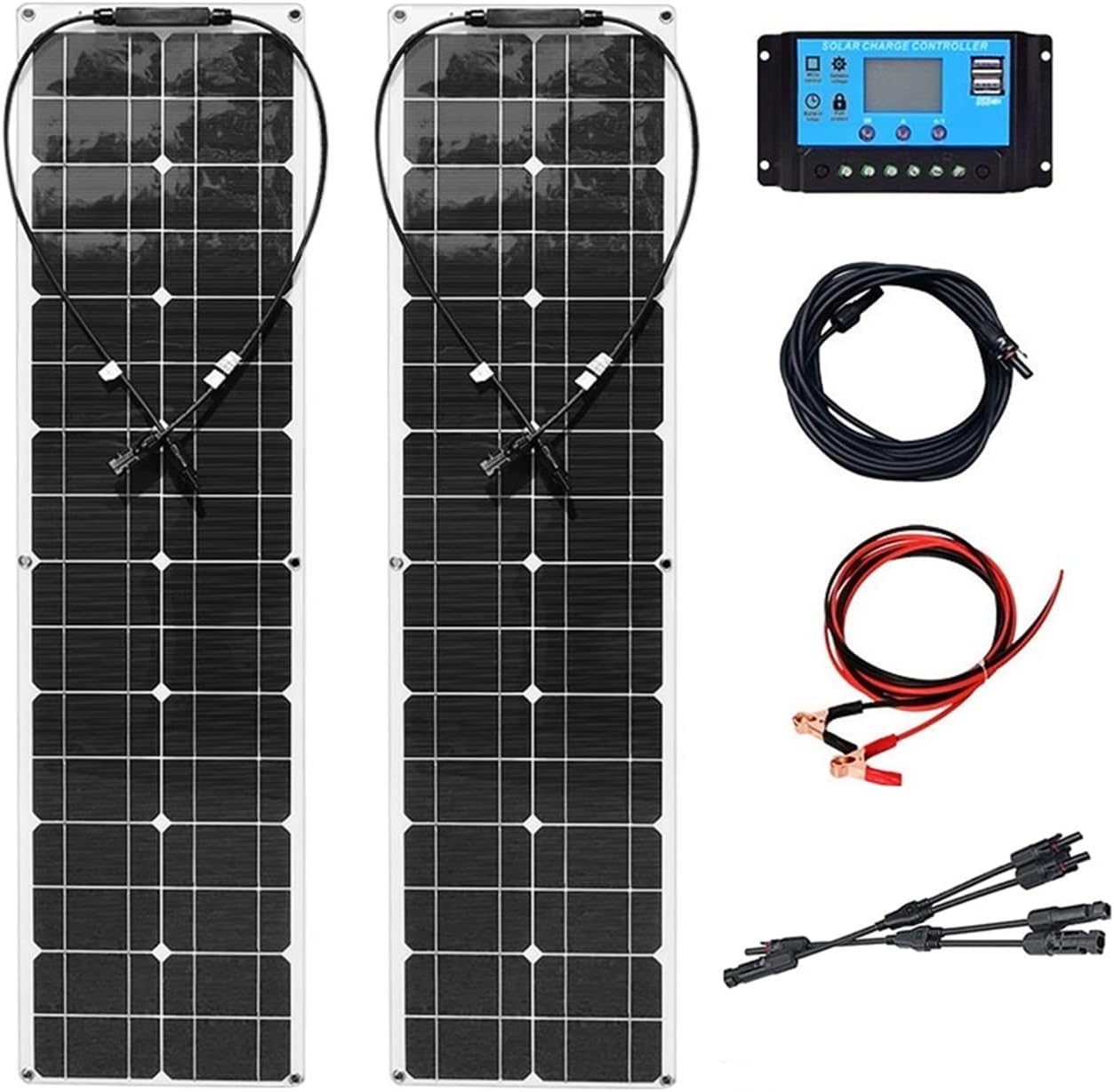 LAW Solar Panel 4×200W 12V/24V Monocrystalline Flexible 800W System Kit Solar Battery Charger with PV Connector with 40A Controller for RV Boat Cabin