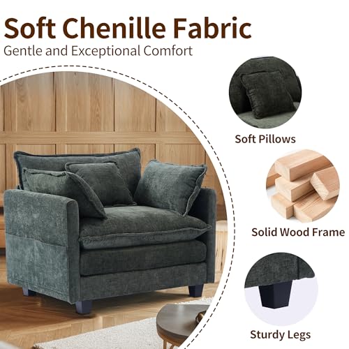 SweetGO corporation 40" Chenille Lounge Chair for Reading, Modern Couch Cozy Sofa Bed
