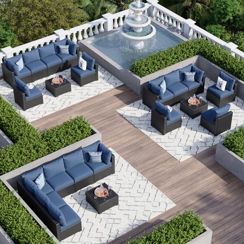 Aoxun 7 Piece Patio Furniture Set Wicker Rattan Patio Sectional Sofa Set Outdoor Seating Furniture with Thickened Cushion, Grey