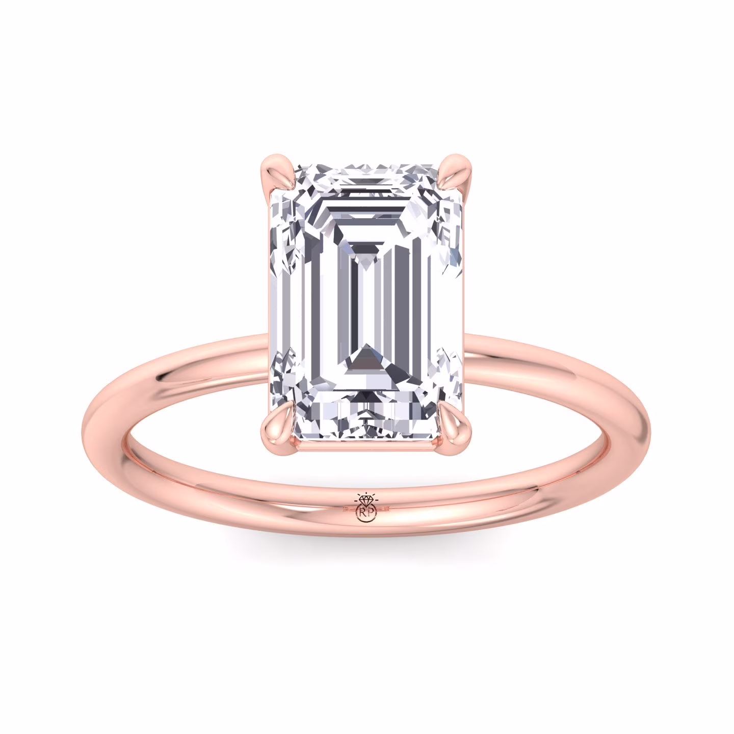 Melsa - Emerald Cut Moissanite Lab- Diamond Thin Band Solitaire Engagement Ring
