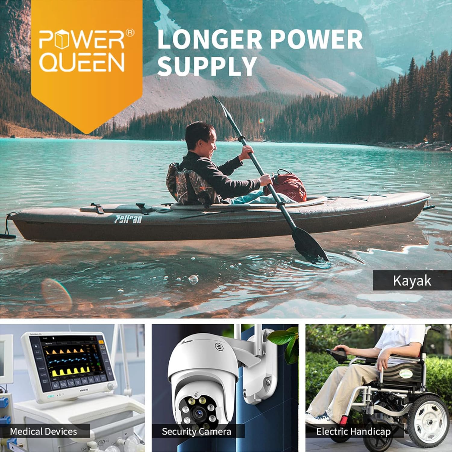 POWER QUEEN 12.8V 200Ah LiFePO4 Battery, 2560Wh Lithium Iron Phosphate Battery, 4000+ Cycles, 10 Years Lifespan, Used for Solar Off Grid, RV Camper
