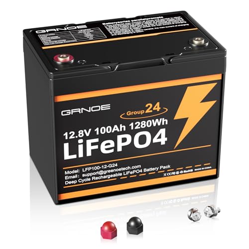 2-Pack 12V 100Ah LiFePO4 Automotive Batteries, 15000+ Deep Cycles, 100A BMS Each, Group 24 Car Battery Replacements for RV, Trailer, UTV, Off-Grid