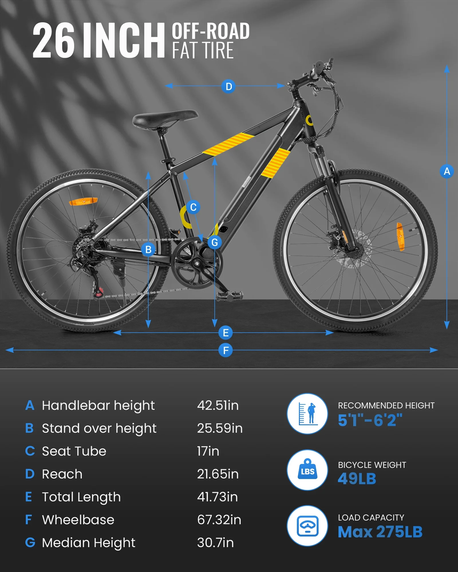 Kistp 350W Electric Bike 26" Electric Mountain Bike for Adults