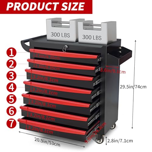 Rolling Tool Chest, Metal Tool Box with 5 Drawers