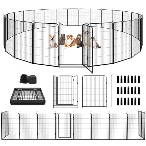 Dog Playpen Outdoor Extra Wide 12 Panels Heavy Duty Anti-Rust Coating-Strengthened Dog Fence 40" Height with Doors Portable for RV Camping Yard