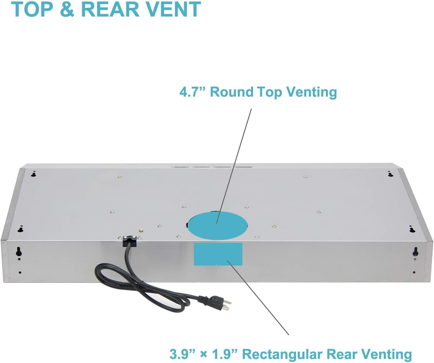 Under Cabinet Range Hood 30 Inch in Stainless Steel, Stove Hood Vent with 3 Speed Exhaust Fan, 350 CFM Dual Motor, Top or Rear Vent