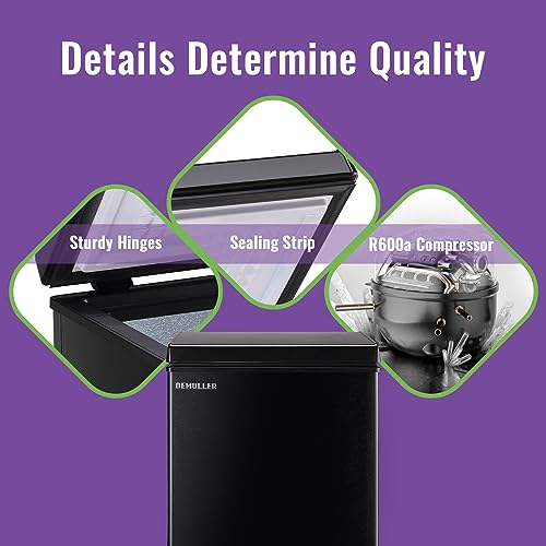 DEMULLER Deep Chest Freezer Electronic Display Screen Basket Black