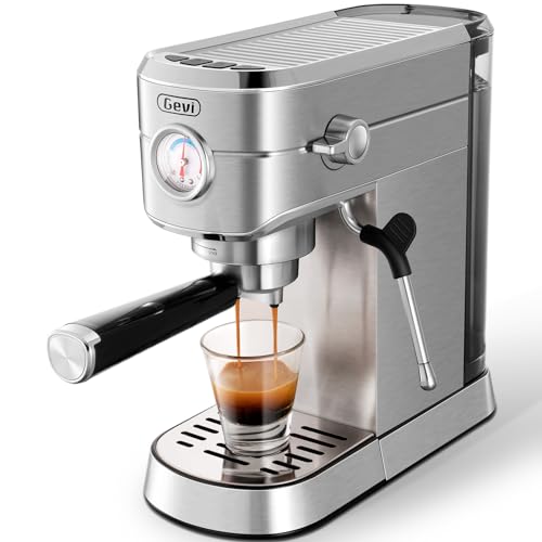 Gevi Espresso Maker 20 Bar, Professional Espresso Machine with Milk Frother, Stainless Steel Expressions Machine for Latte, Cappuccino