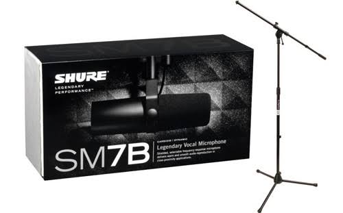 Shure SM7B Cardioid Dynamic Microphone w/ Tripod Boom Stand Package