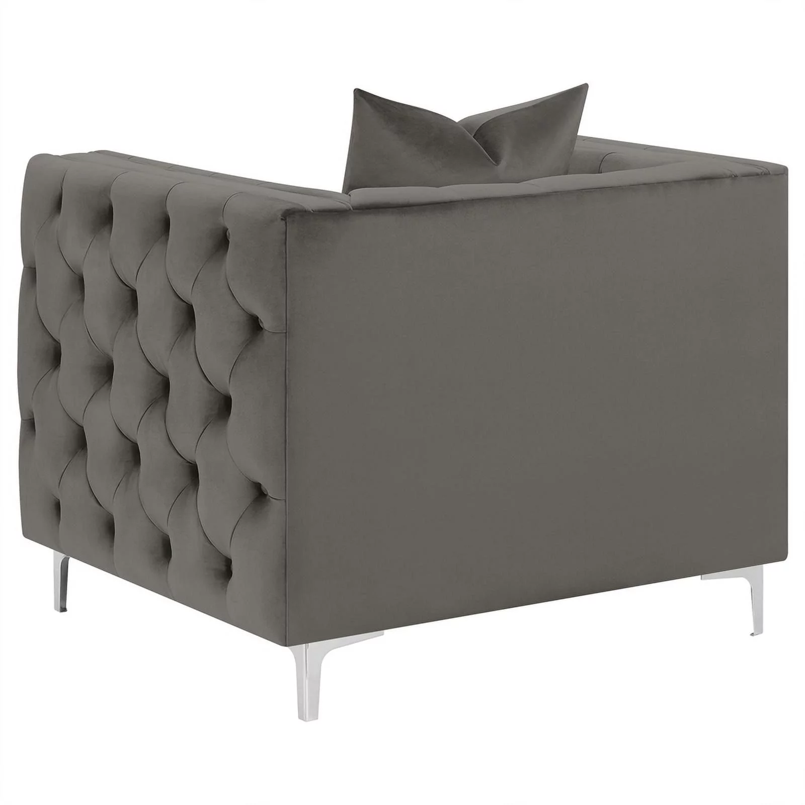Maklaine 3-piece Velvet Tufted Tuxedo Arms Living Room in Set Urban Bronze