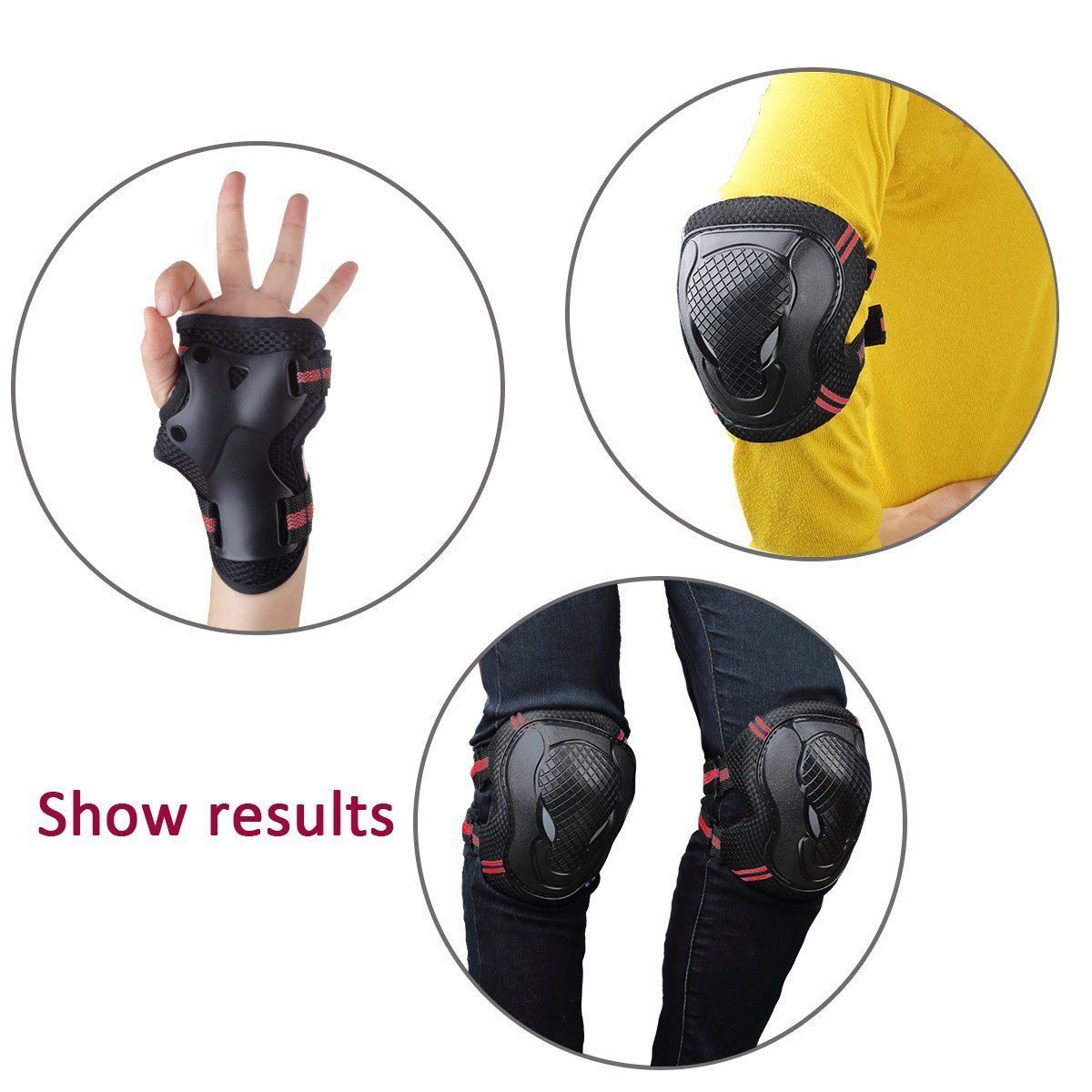 Helmet with 6pcs Elbow Knee Wrist Pads Outdoor Skating Skateboard Cycling Sports for Youths Kids Children Teen Protective Gear Safety Scooter