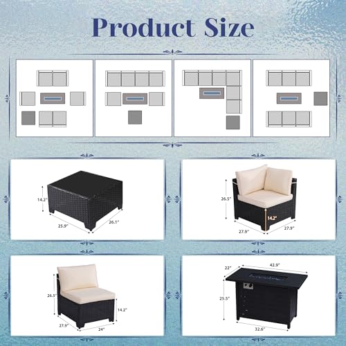 KIGOTY Patio Furniture Set 7 Pieces Conversation Sets, Outdoor Sectional Sofa