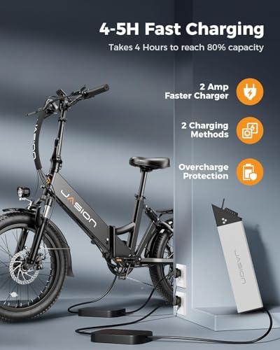 Jasion EB7 2.0/ST Electric Bike for Adults, 1200W Peak Motor 28MPH Max Speed Folding Ebike, 48V 10AH Removable Battery
