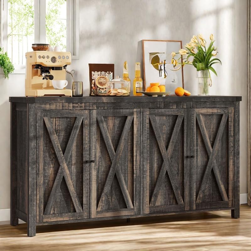DWVO 55'' Sideboard Buffet Cabinet with Storage, Farmhouse Kitchen Storage Cabinet with Doors