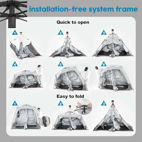 Camping Shower Tent Deluxe Changing Room Easy Set Up Privacy Shelter,Large Toilet Tent 2 Rooms with Floor Drain Design for Beach, Camping
